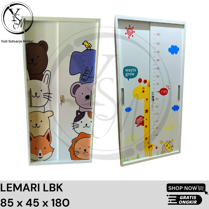 Lemari Baju Besi Sliding LBK-561SL - Lemari Baju Motif Anak - Lemari Anak - Lemari Sliding Baju Anak