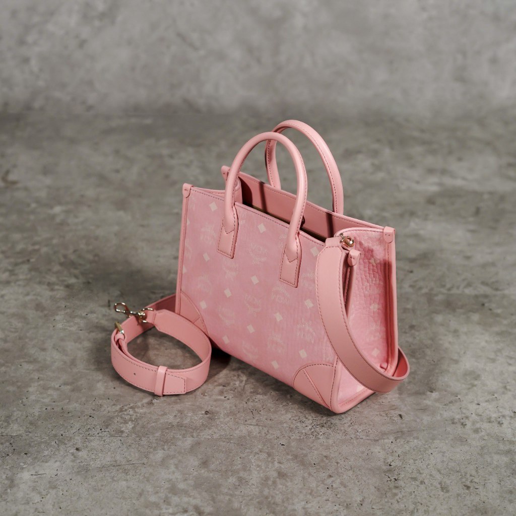 Tas MCM PINK TOTE BAG WITH LONG STRAP 100% ORIGINAL