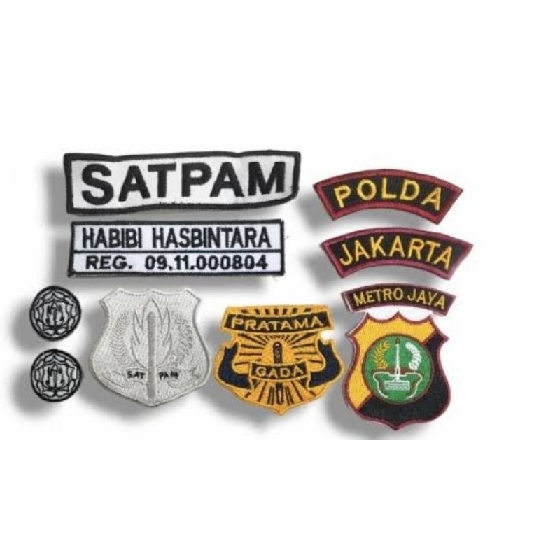 bordiran satpam atribut satpam bordir timbul dan tidak timbul
