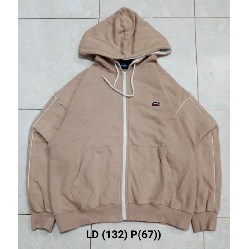 Hoodie Zipper muahmuah original bordir towel lengan balon oversize