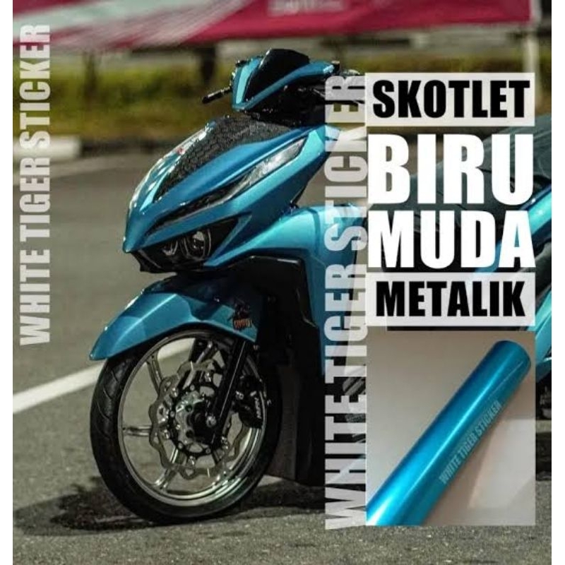 sticker / skotlet motor sky blue metalik candy / biru muda metalik candy