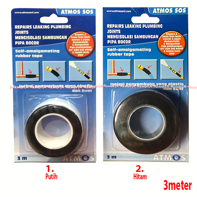 Atmos Sos Repair Leaking Plumbing Joints 3m Isolasi Sambungan Pipa Bocor Black Hitam 3 meter Pipe Pe