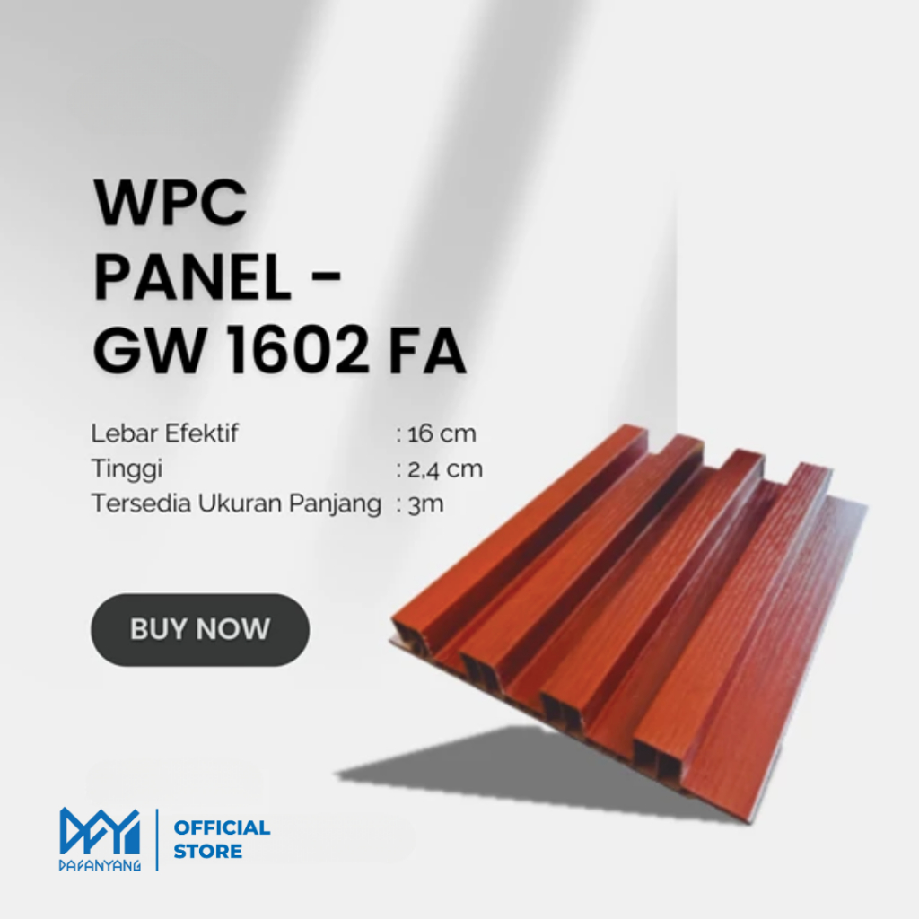 Golden [3METER x 16 CM] Wood Wall Panel WPC GW-FA Best Quality Kisi Kisi Kayu WPC Wall Panel