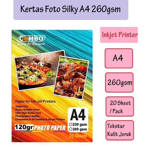 Photo Paper Doff Silky A4 260gr / Kertas Foto Silky Matte A4 Combo