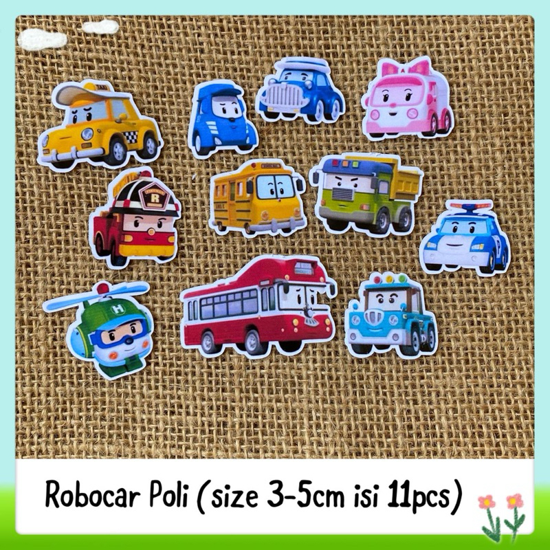 

11pcs sticker tempelan glossy robocar poli / sticker mobil car