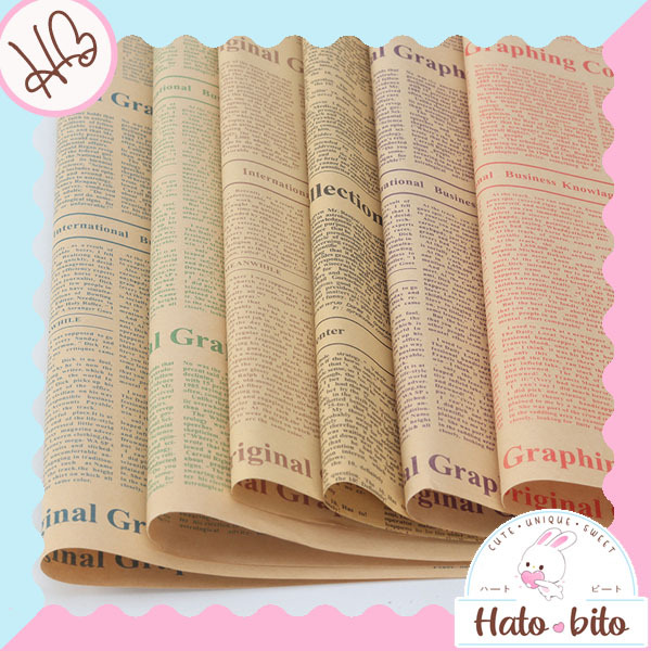 

Newspaper cellophane flower wrapping kraft paper aesthetic kertas bungkus buket bunga vintage style HB1676