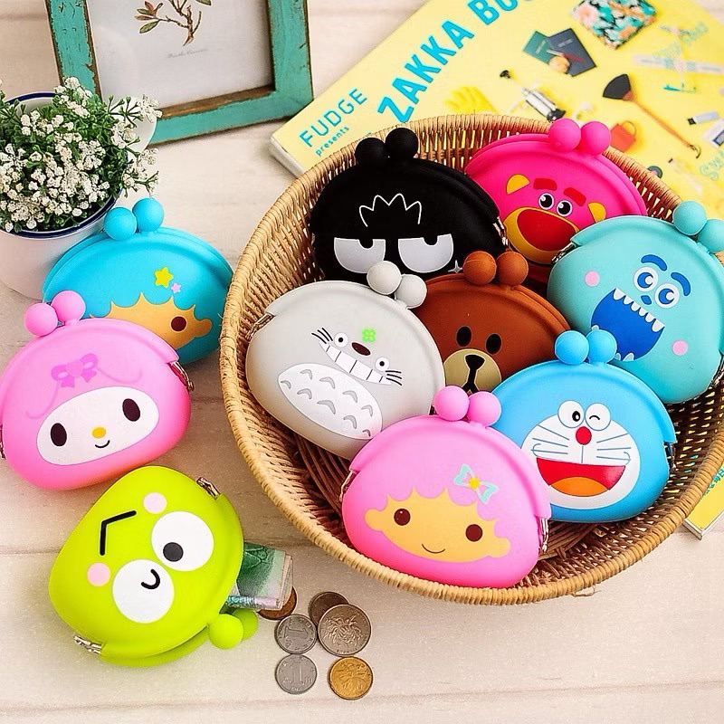TAS JELLY Selempang Rubber Resleting Silicon 3D Anak Karakter Sanrio Kuromi Marvel Dompet Koin Mini 
