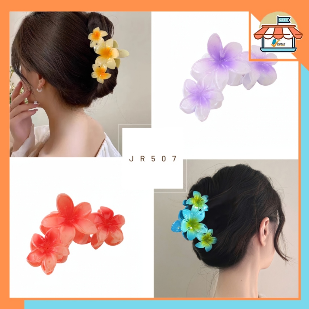 RSB JR507 Jepit Rambut Wanita Bentuk Bunga Kamboja Bahan Akrilik Import