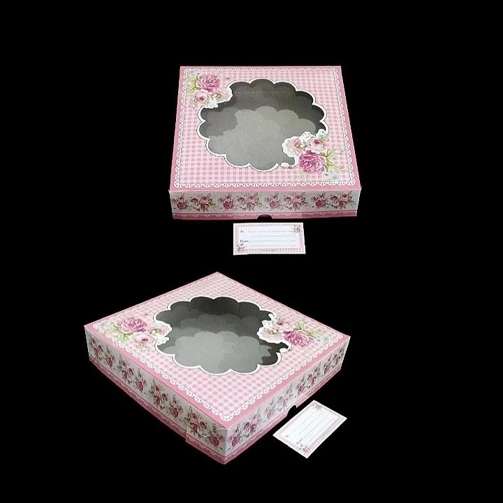 

(10pcs) Box Mika Kue 22x22x5cm Kardus Hampers Cake Laminasi Motif Bunga