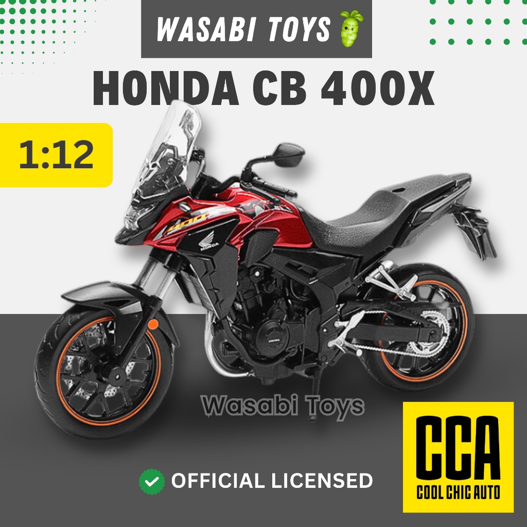 Miniatur Diecast 1:12 Honda CB 400X CB 400 CCA Cool Chic Auto (Dengan Alas Motor, Tangki Logam)