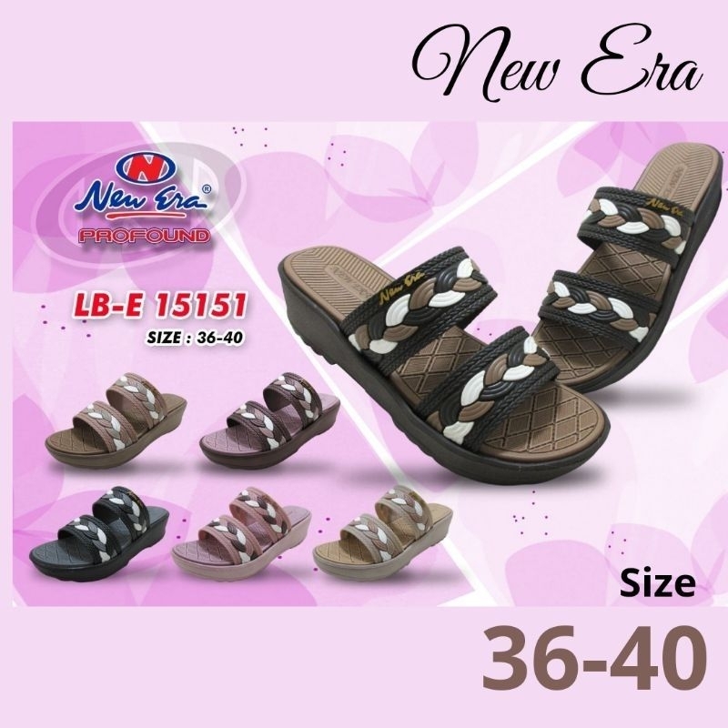 Sandal Cewek Wedges New Era Lb 15151 Sandal Slop Wedges Bahan Karet Phylon