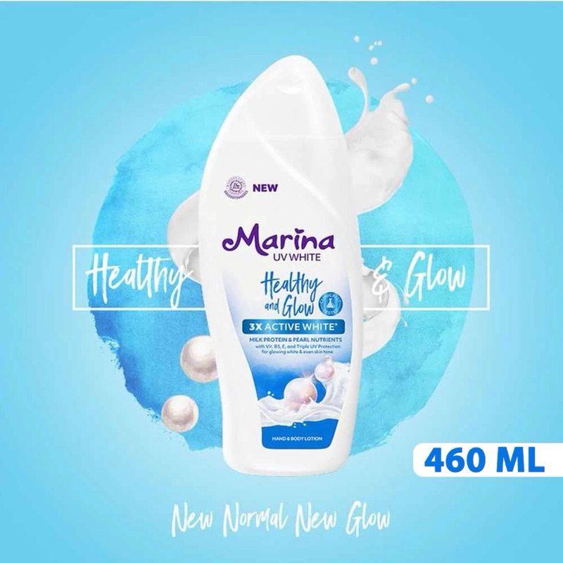 Marina Hand Body Lotion UV White Healthy & Glow 460ml Marina Biru