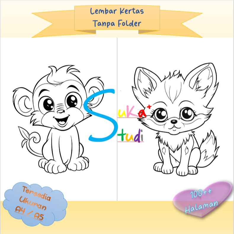 

SUKASTUDI - Kertas MEWARNAI HEWAN Lembar Belajar Aktivitas Worksheet Anak COLOURING ANIMAL