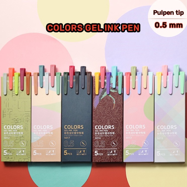 

BRAND 5 pcsset Pulpen tinta gel ink lucu Marker pen 5mm journal vintage Bullpoin retro macaron morandi Alat tulis warna warni Pena sekolah kantor pelajar Anak untuk diary jurnal Scrapbook