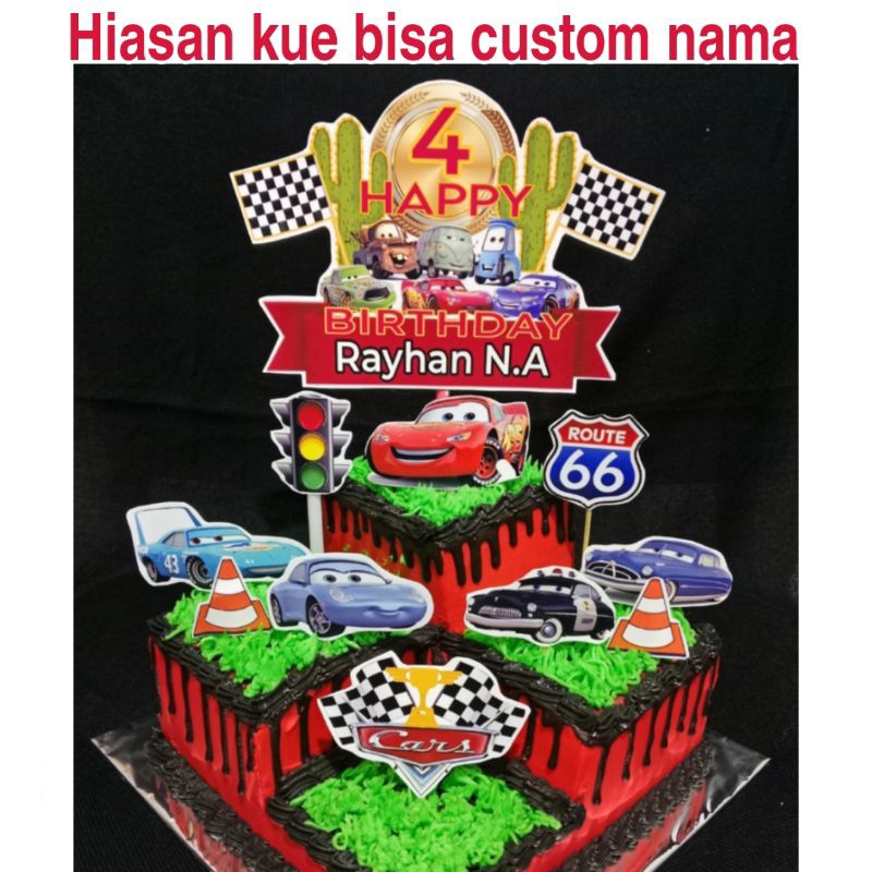 Topper kue Cars McQueen mobil custom nama happy birthday / Khitan