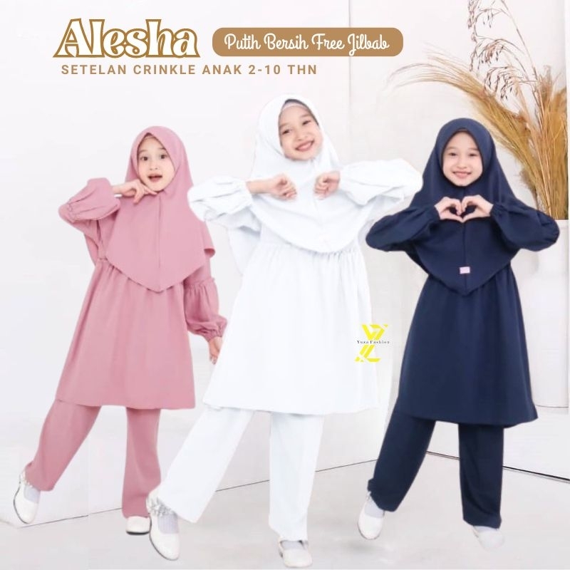 Baju Stelan Harian Casual Cewek Anak Fashion MUSLIM FREE HIJAB