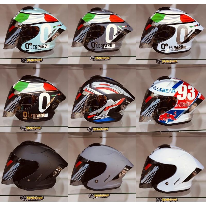 HELM JS ARMOUR MOTIF & WARNA SOLID / HELM HALF FACE