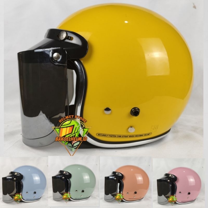 [LIST CHROME] Helm Bogo Dewasa SNI kaca Datar Silver_Helm Retro Pria  Wanita_Helm Bogo Polos Murah