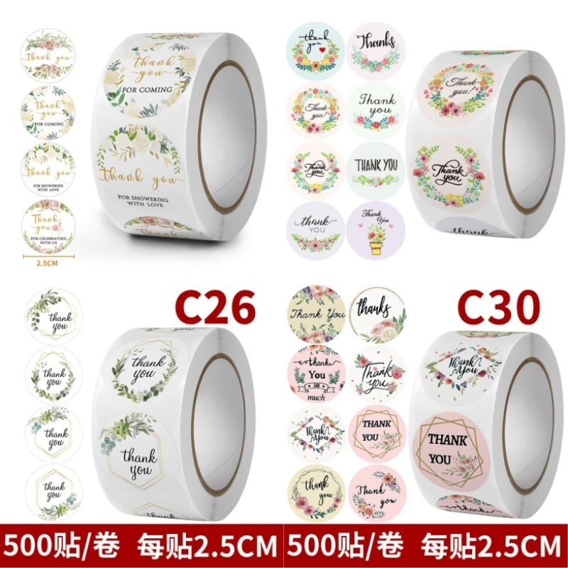 

HAPPY ±500 PCS STIKER ROLL THANK YOU STICKER TEMPEL DIY JUALAN TQ