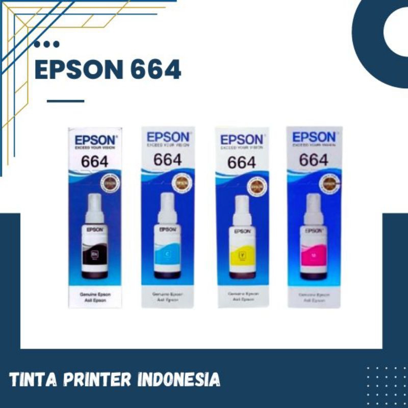 Tinta Epson 664 Original Kemasan Baru For Printer L110 L220 L350 L405 L555 - 1 Set