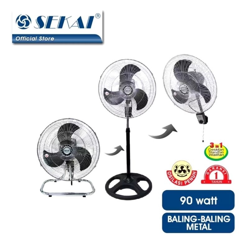 Kipas Angin Sekai IST 1851 Kipas Angin Sekai Besi 3in1 Kipas Angin Berdiri / Kipas Angin Dinding / K