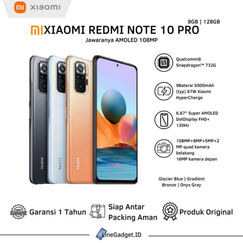 Redmi Note 10 Pro 8/128GB - RAM 8GB ROM 128GB - Xiaomi