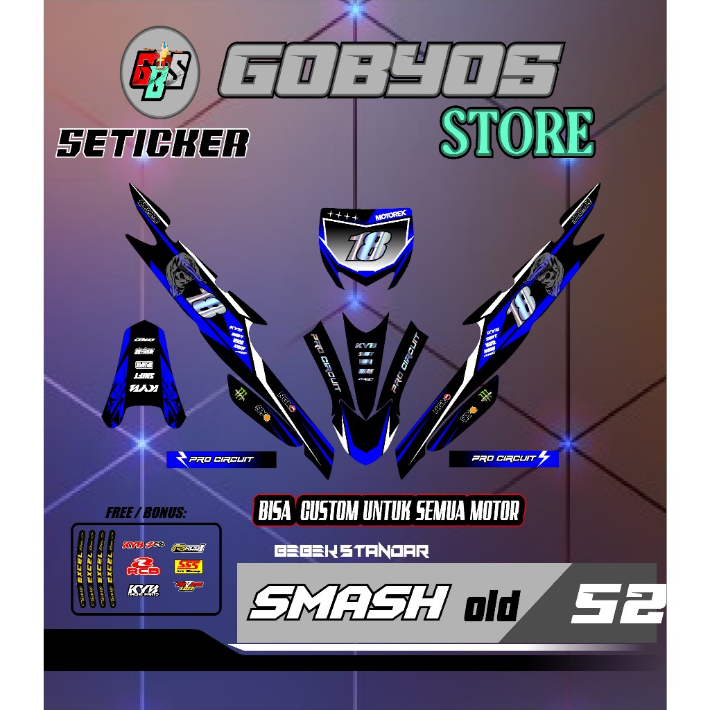 Sticker SEMI DECAL RBT SMASH OLD MOTOR RBT BEBEK MODIF SUPERMOTO YZ CRF KLX KX KTM RBT new terbaru M