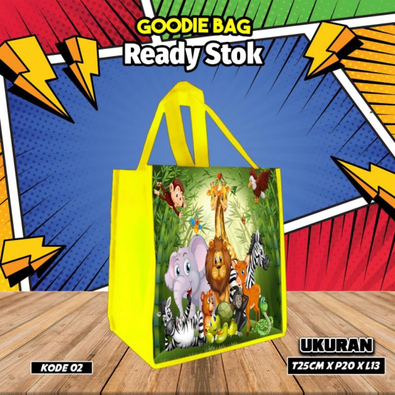 

{LANCAR 10Pcs} tas kantong makanan snacks/goodie bag karakter animal katalog 01/tas ultah/kantong