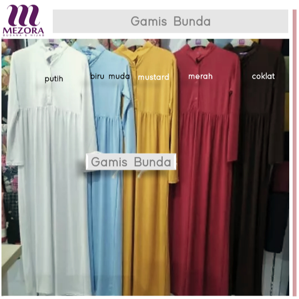 Mezora Gamis Bunda  | Pakaian Muslim Wanita Dress Polos Lycra
