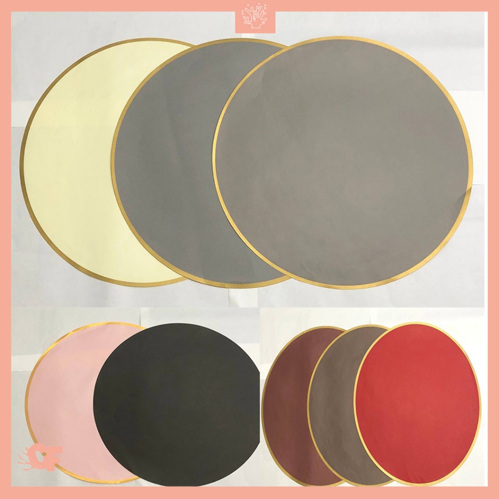 

Kertas Buket Bunga List Gold Round Flower Wrapping Paper Cellophane List Gold KB6300