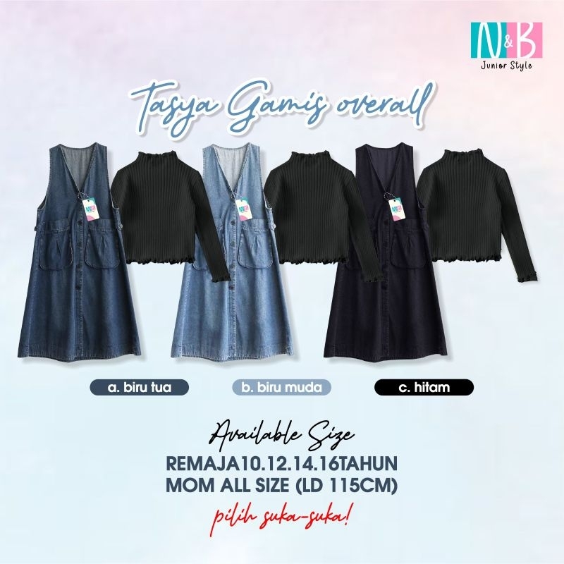 TASYA GAMIS OVERALL GAMIS JEANS KAOS HITAM REMAJA