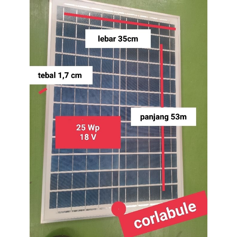 Papan Solar Panel 10Wp-18v / 25wp - 18 volt buat cas aki 12V