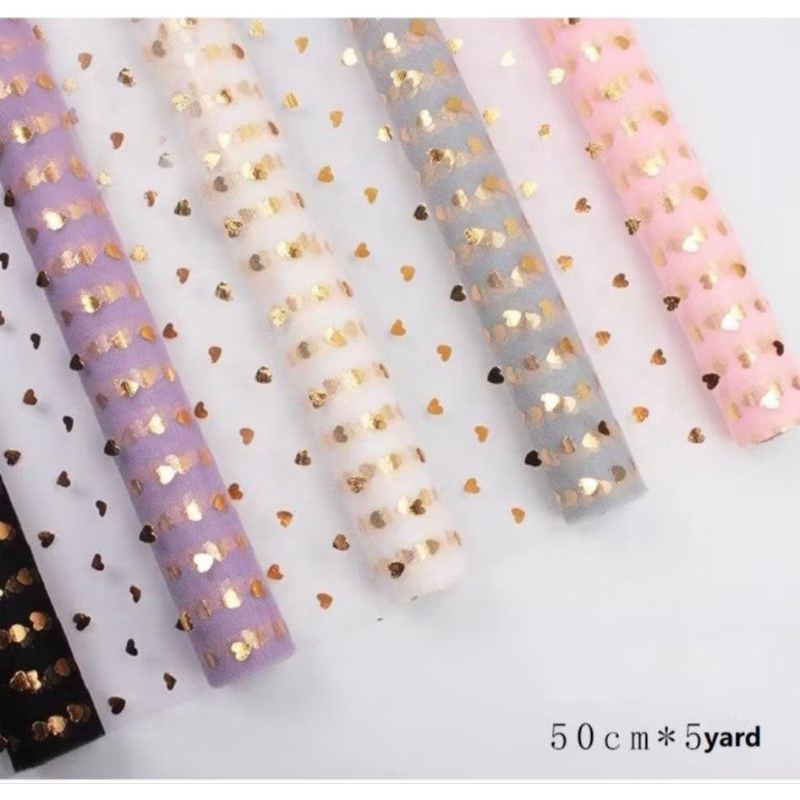 

Kasunsov - Pembungkus Bunga Gold Star net GlitterJaring pembungkus buket bunga