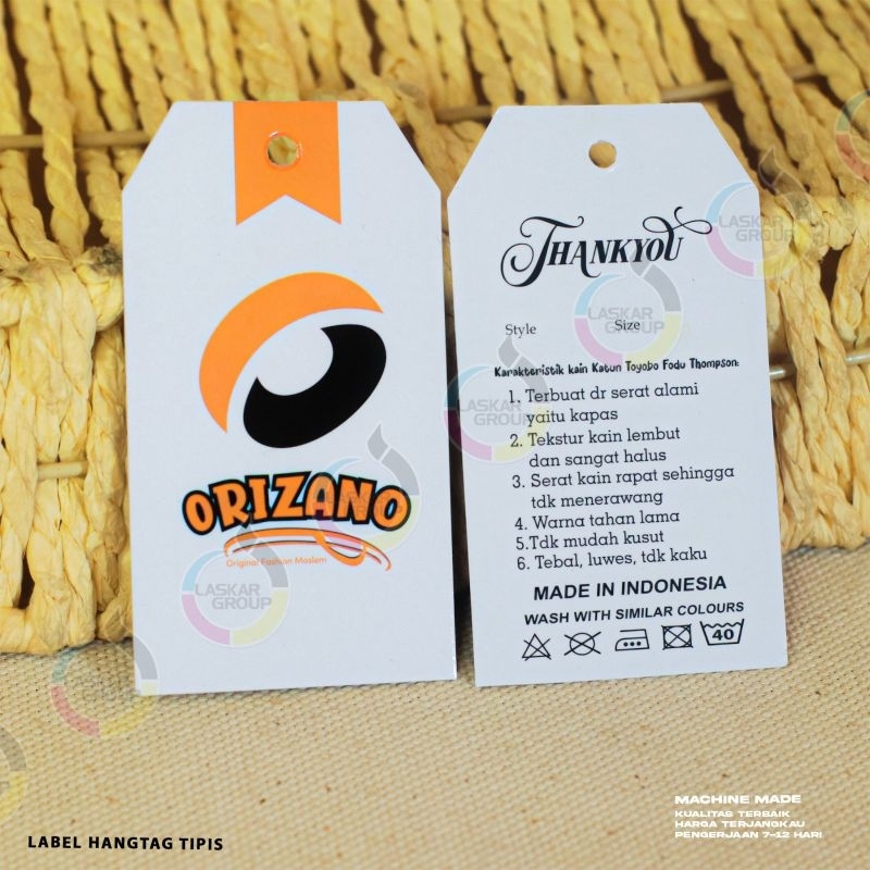 

100pcs / hangtag custom label baju label harga hangtag tipis bahan art paper ketebalan 260gsm