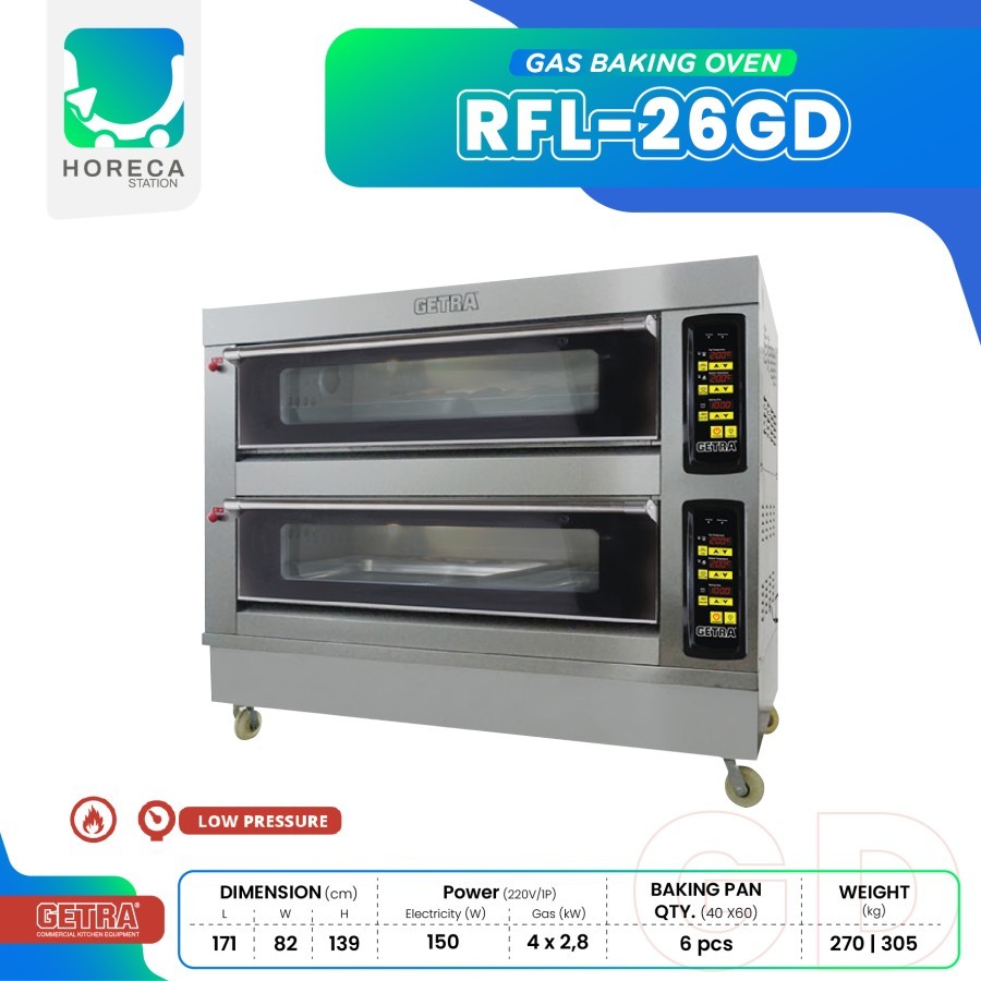 [PRE ORDER] GETRA Gas Baking Oven 2 Deck 6 Loyang RFL-26GD / RFL 26GD / RFL26GD