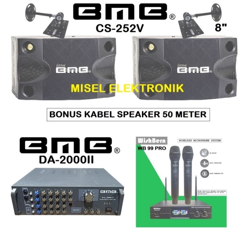 Paket Karaoke Speaker 8 Inch BMB CS-252V Ampli BMB DA-2000II Komplit