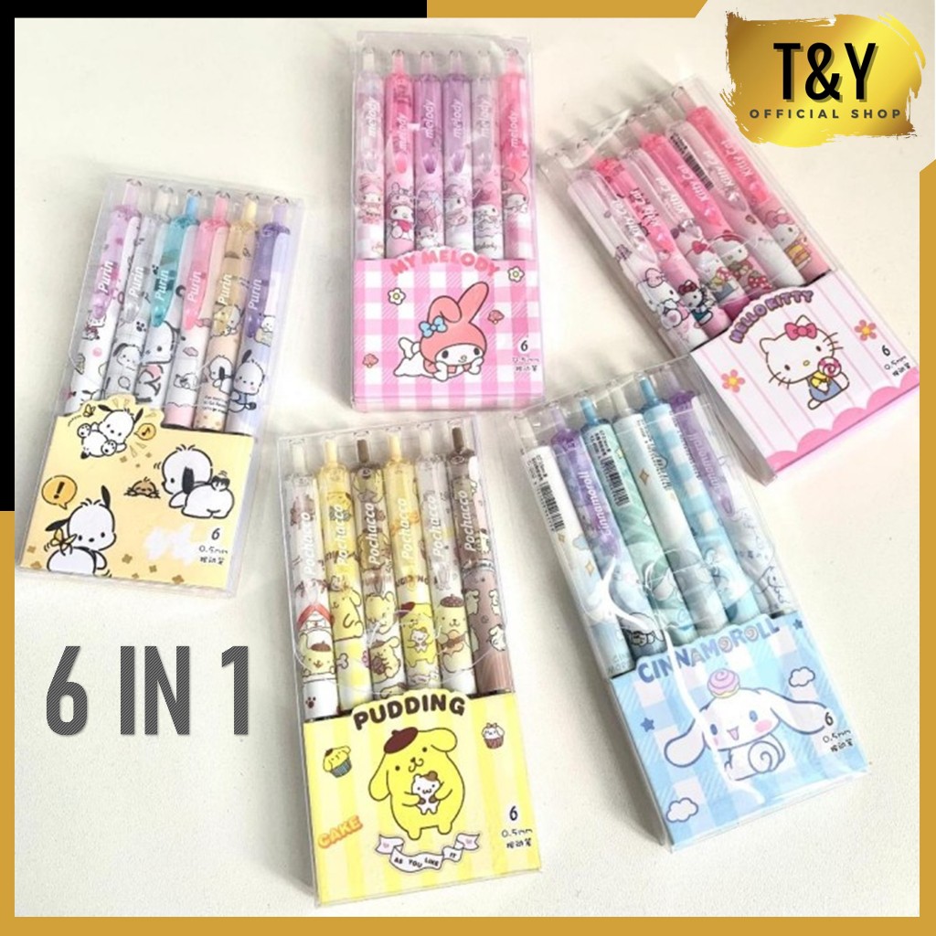 

T&Y Pena Gel 0.5mm Karakter Lucu Pulpen Gel 6IN1 Warna Hitam Pulpen Mekanik 0.5mm Set Isi 6 Pcs Motif Kartun Series Set Bolpoint Tinta Gel Cair 6 Pcs Journaling Pen Alat Tulis