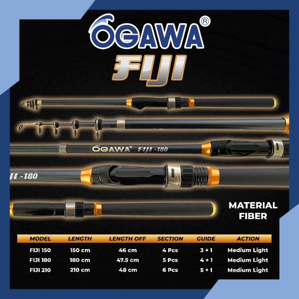 Joran Pancing Ogawa fiji 150 180 210 bahan fiber Action Lentur kuat