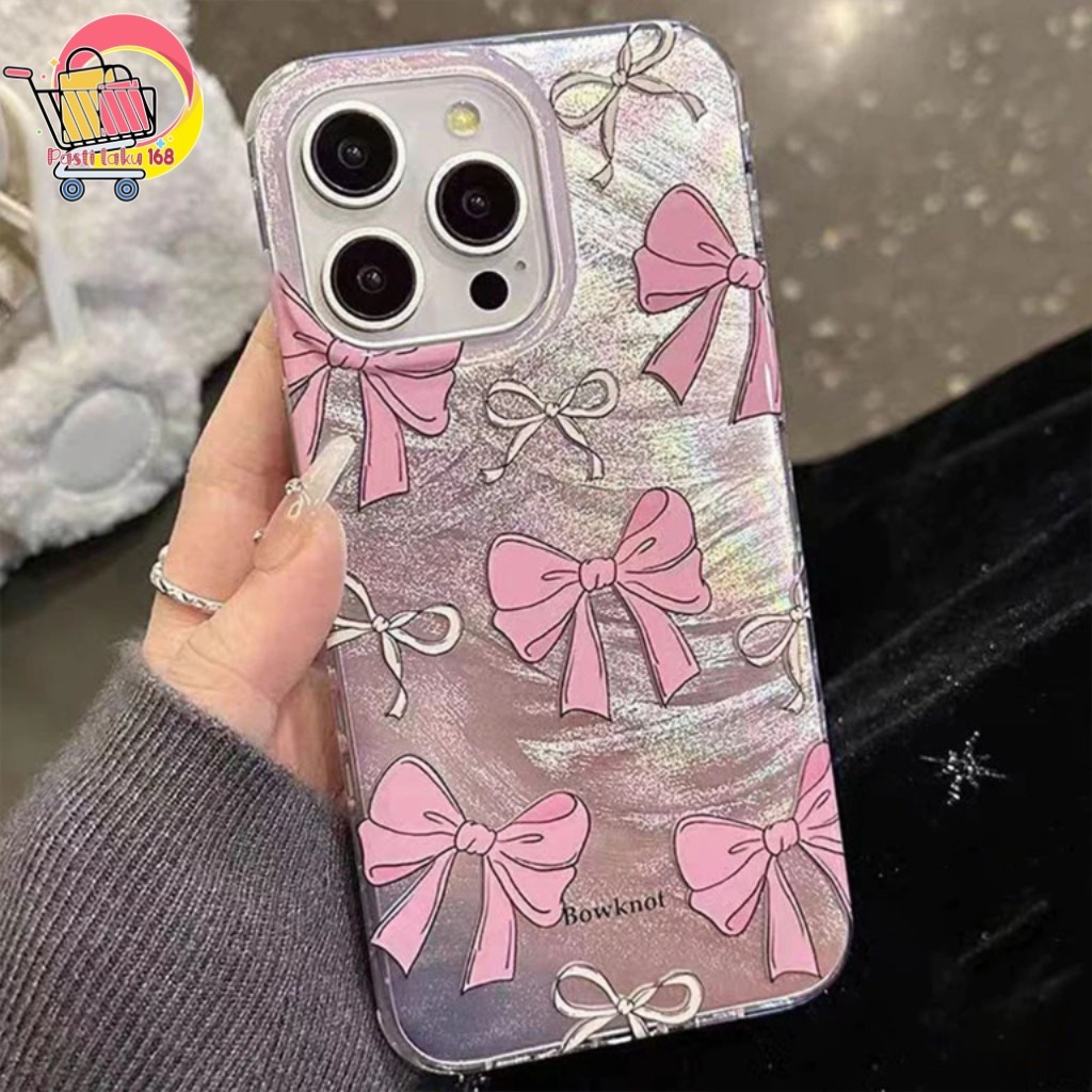 SS969 Softcase Clarity Feather Case Pink Bow Hardcase Casing Hp Compatible For Vivo Y19S V40 LITE Y7
