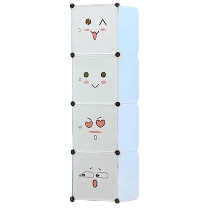 Shenar Lemari Baju Plastik Karakter 4 Susun Doraemon Hello Kitty/ Rak Baju Portable/ Aesthetic