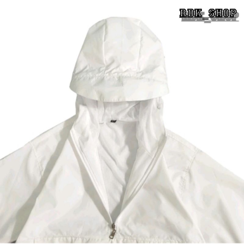 Jaket Gorpcore Waterproof Polos Warna Putih Gorpcore Cagoule Jaket Polos Pria/Wanita