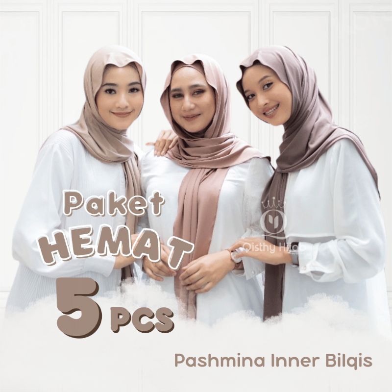 QISTHY HIJAB PAKET HEMAT 5PCS BILQIS PASHMINA INNER Qisthy Hijab by Sahala