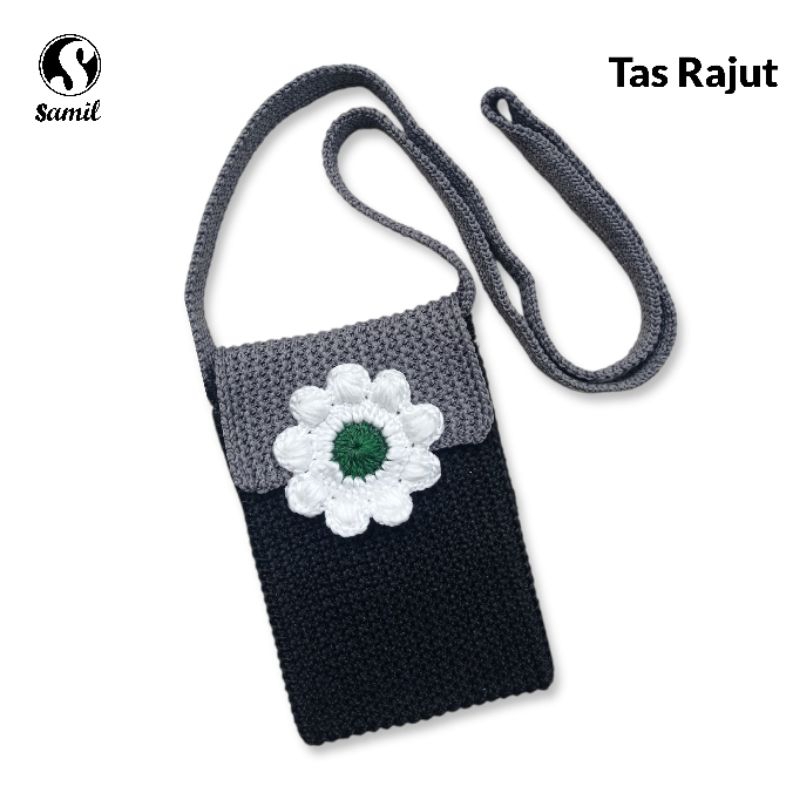 Tas Hp Rajut Wanita / Tas Rajut Motif Bunga