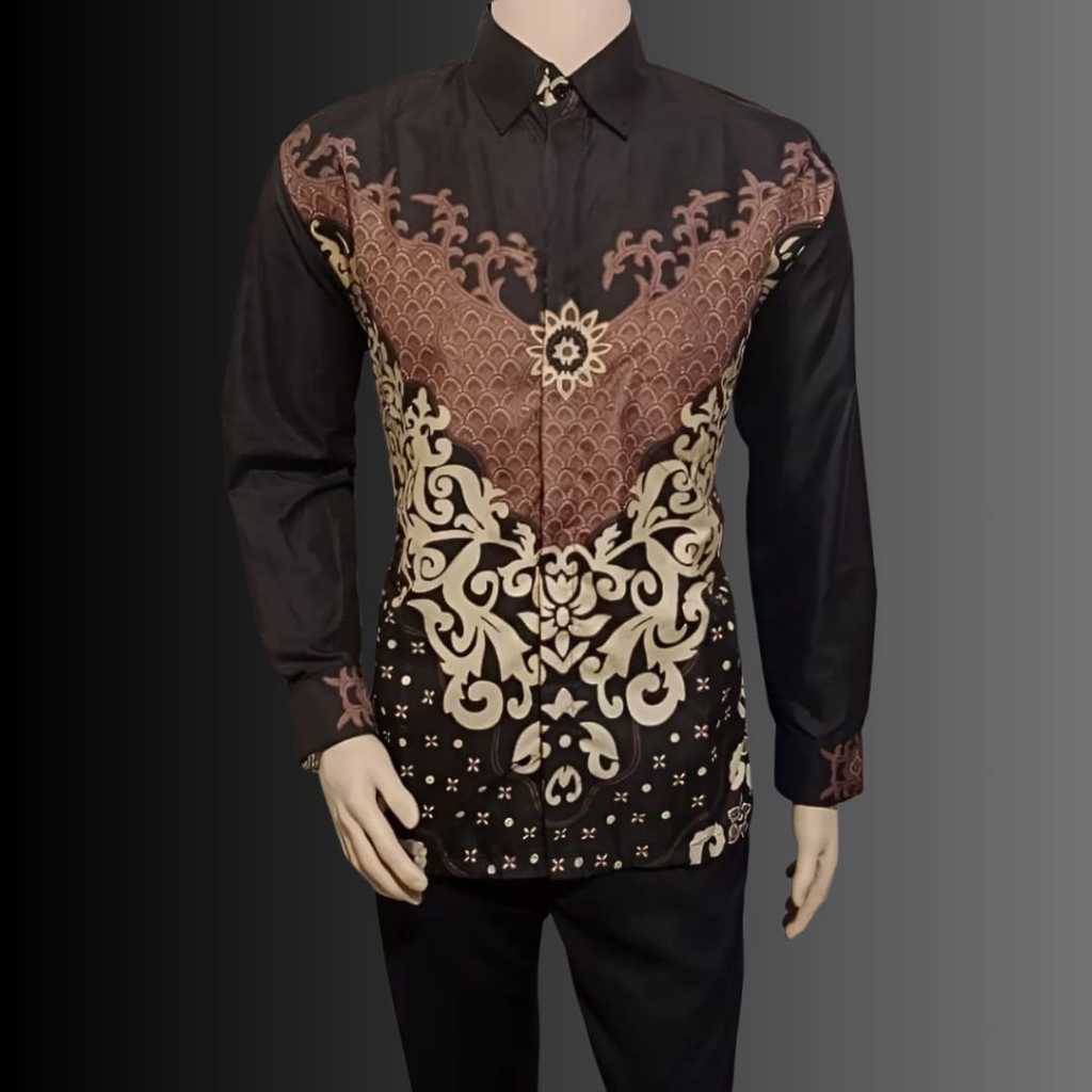 Kemeja Batik Pria Lengan Panjang Modern Slimfit Baju Remaja Dewasa Premium Kondangan Tunangan Hem Di