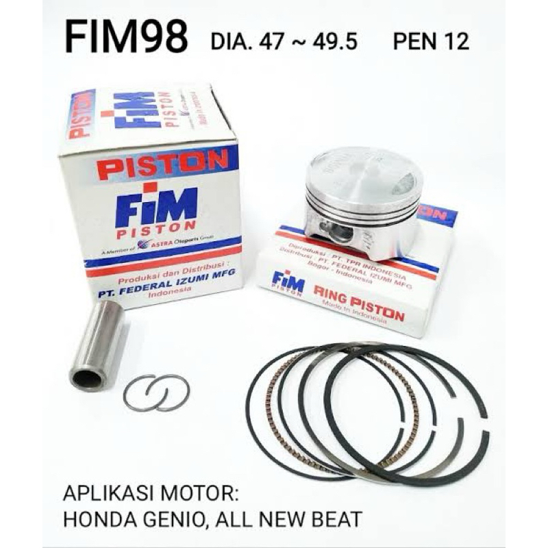 Piston Fim Izuni Honda Genio Beat Scoopy Fi New Pin 12 FIM98