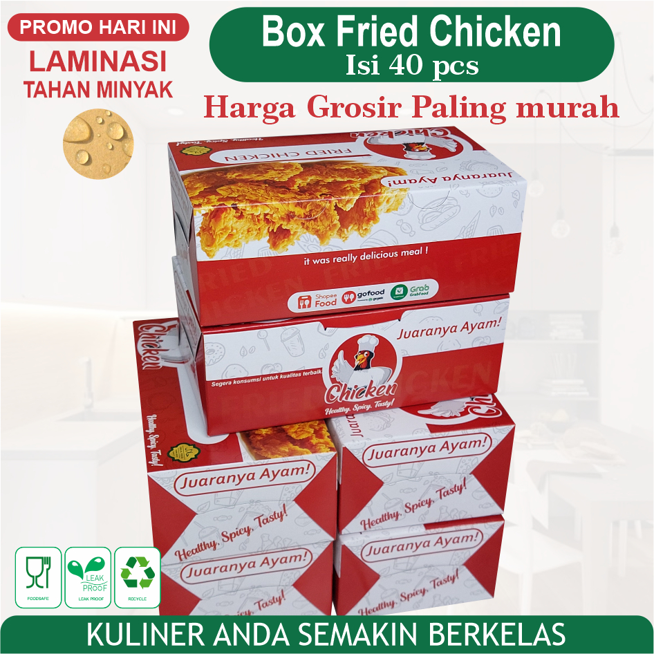 Box KFC 1 Fried Chicken(isi 40 box) / Dus Fried Chicken / kardus Fried Chicken / Box Ayam Goreng /