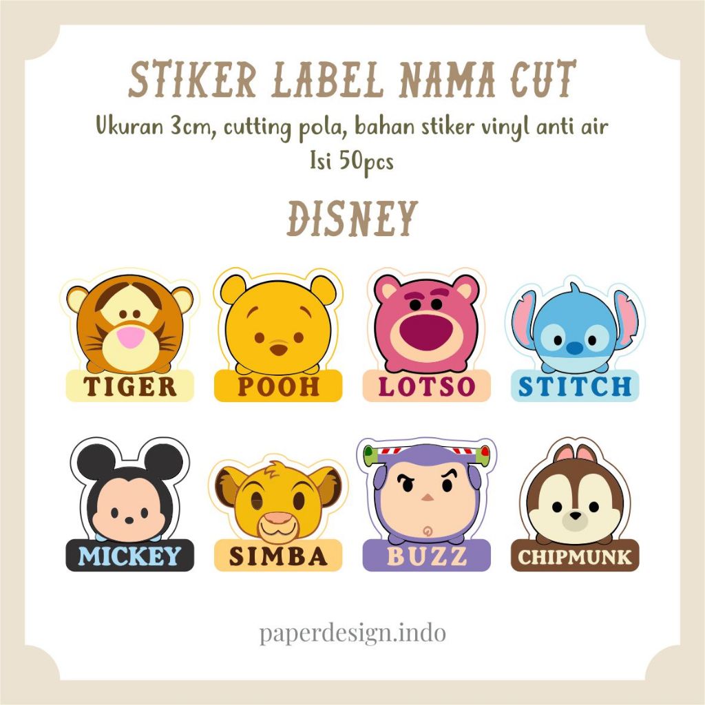 

Sticker label nama cut motif DISNEY | STIKER ANAK WATERPROOF ANTI AIR