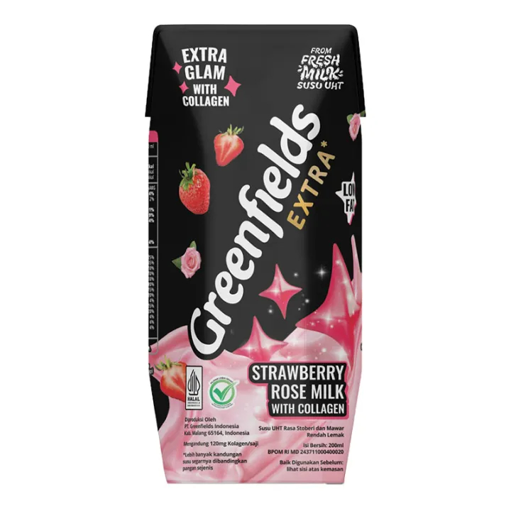 

greenfields extra susu uht strawberry rose 200ml