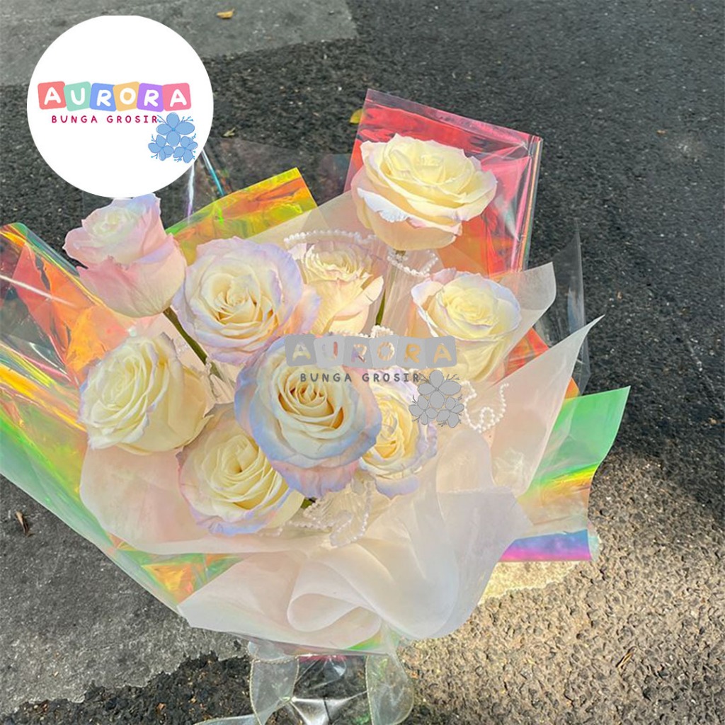 

Hologram Flower Wrapping Paper Waterproof Paper Kertas Hologram Bening Buket Bunga Korean Wrapping Florist Material Hand Bouquet Kertas Bunga