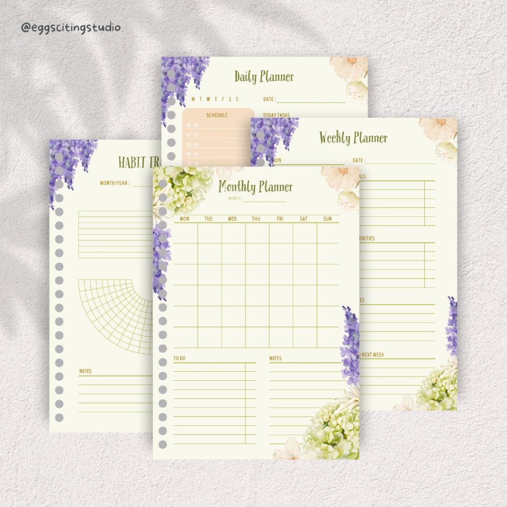 

Isi binder Planner A5 - Undated Monthly Planner/Weekly/Daily/Habit Tracker